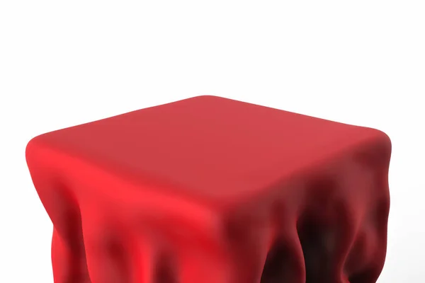 Τετράγωνο τραπέζι με κόκκινο πανί — Φωτογραφία Αρχείου