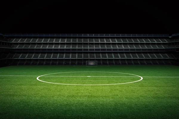 empty green field with stadium