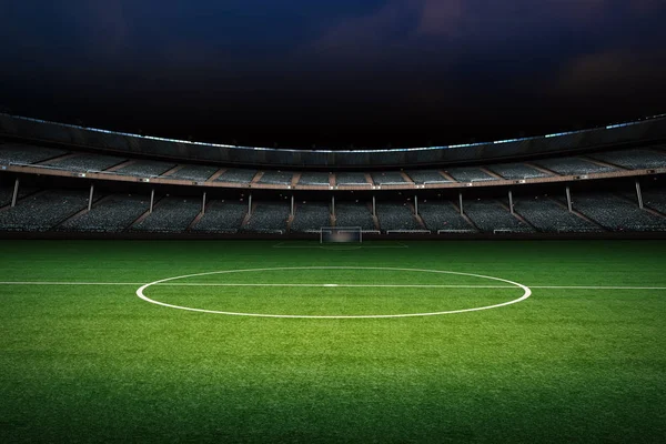 Lege groene veld met stadion — Stockfoto