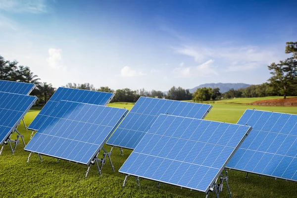 Modrá solární panely — Stock fotografie