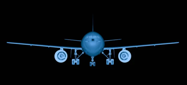 X ray vliegtuig op zwarte achtergrond — Stockfoto