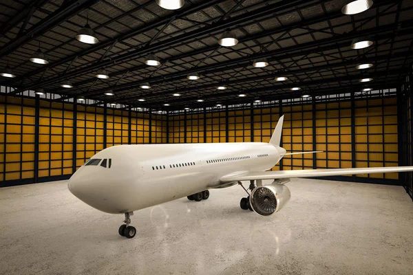 Flygplan i hangar — Stockfoto