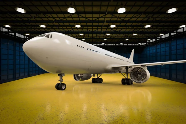 Airplane in hangar — Stock Photo, Image