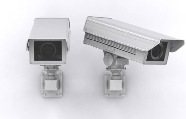 Beyaz cctv kamera veya güvenlik kamerası 