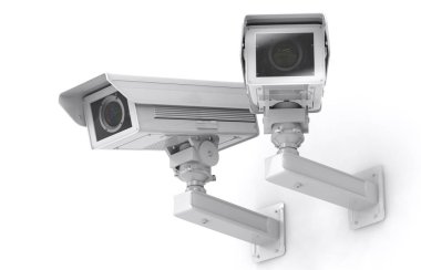 Beyaz cctv kamera veya güvenlik kamerası 