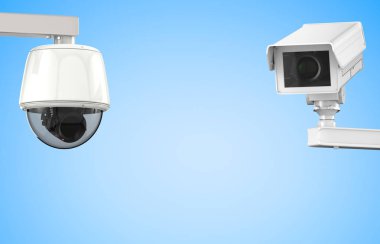 CCTV kamera veya mavi arka plan güvenlik kamerası