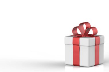Kırmızı kurdeleli beyaz hediye kutusu