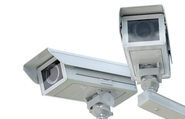 Cámara cctv blanca o cámara de seguridad aislada en blanco —  Fotos de Stock