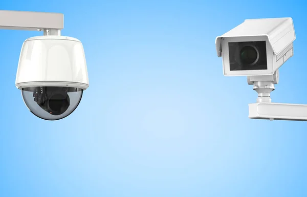 CCTV kamery nebo bezpečnostní kamery na modrém pozadí — Stock fotografie