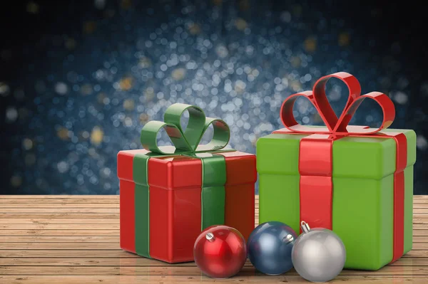 Weihnachtsgeschenk und Weihnachtsschmuck — Stockfoto