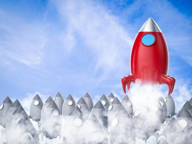 liderlik kavramı kırmızı Uzay Mekiği fırlatma ile