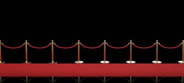 red carpet with rope barrier on black background clipart