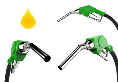 gas pump nozzle with droplet of oil isolated on white clipart
