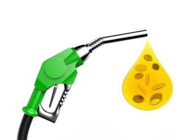 Gaz Pompa meme yağ damla ve altın para ile