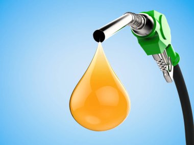 green gas pump nozzle with droplet of oil  clipart