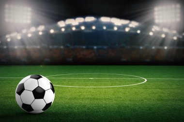 Futbol topu Futbol Stadyumu arka plan ile
