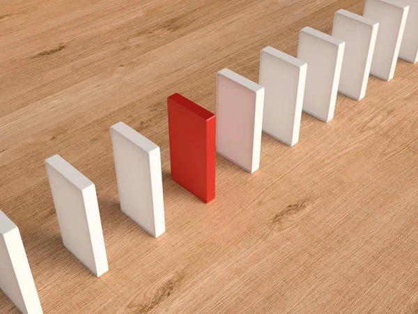 Kırmızı domino için liderlik kavramı — Stok fotoğraf