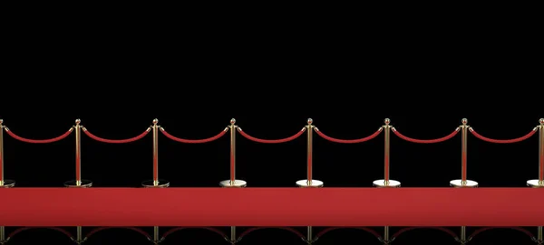 red carpet with rope barrier on black background