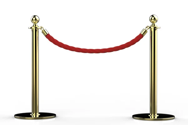 Barreira corda vermelha com pilar de ouro — Fotografia de Stock