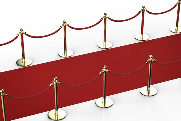 Červený koberec s lanem bariéry — Stock fotografie