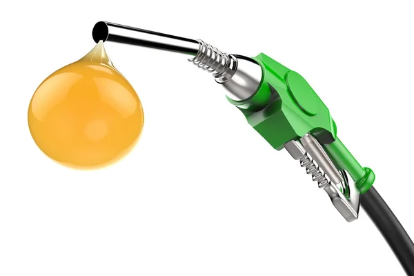 Grön gas Pumpmunstycke med droppe olja — Stockfoto