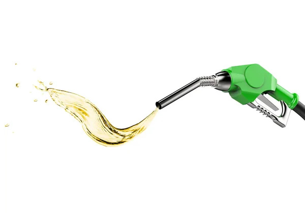 Grön gas Pumpmunstycke med olja splash — Stockfoto