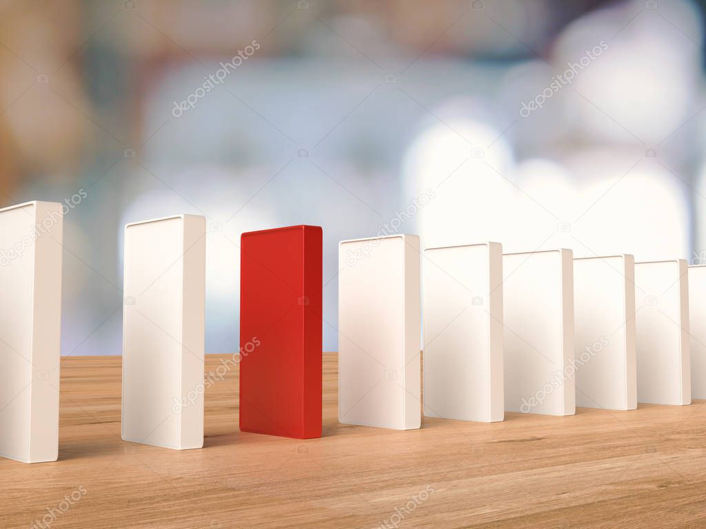 red domino for leadership concept