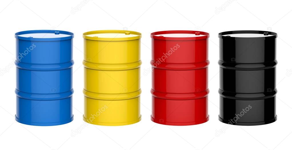 four colorful barrels 