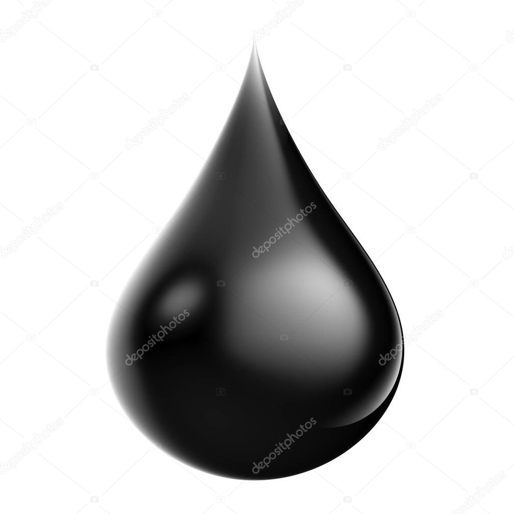 droplet of crude oil on white background