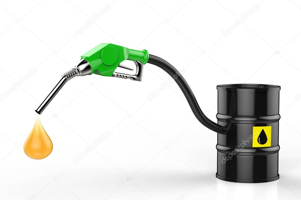 gas nozzle with oil droplet and crude oil barrel