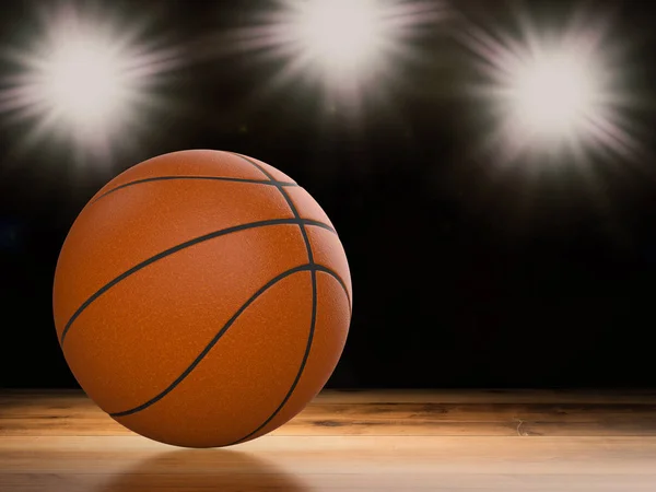 Basketbal op de vloer — Stockfoto