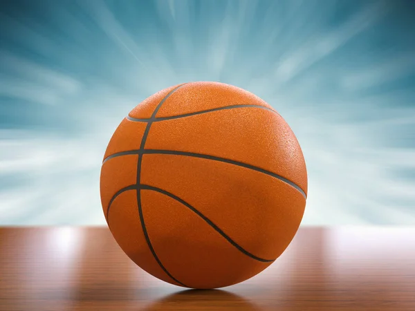 Pallone da basket sul pavimento — Foto Stock