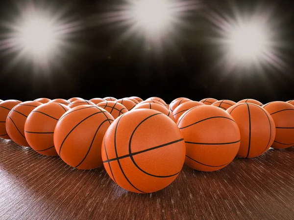 Basketbal ballen op de verdieping — Stockfoto