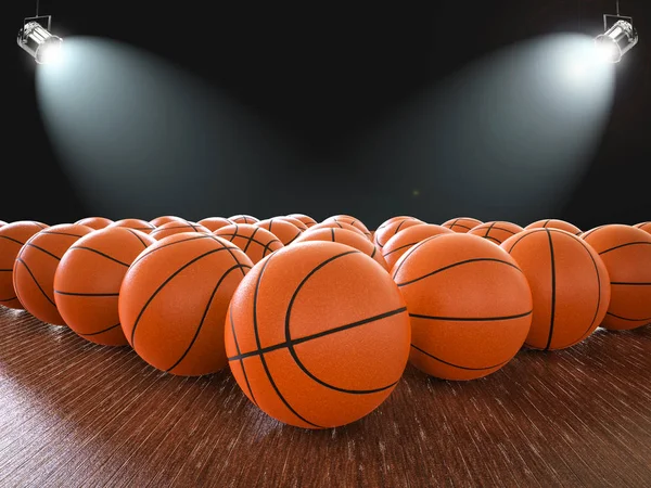 Bolas de basquete no chão — Fotografia de Stock
