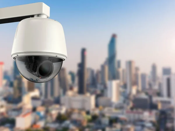 Überwachungskamera oder Videokamera mit Stadtbild-Hintergrund — Stockfoto