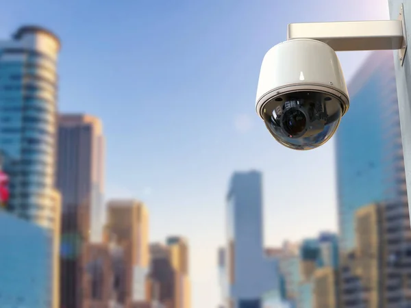 Telecamera di sicurezza o telecamera cctv con sfondo paesaggio urbano — Foto Stock