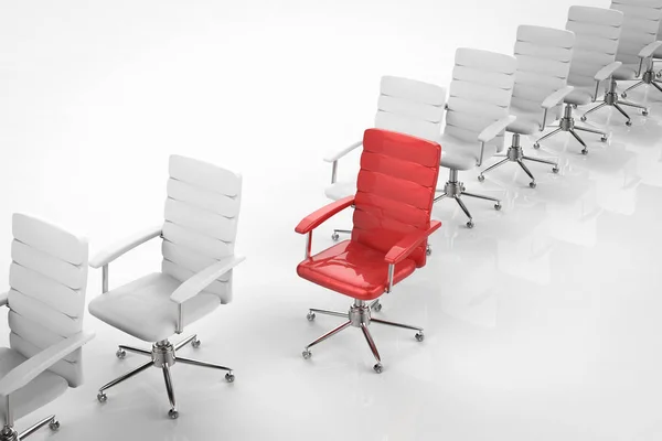 Концепція лідерства з червоним офісним стільцем — стокове фото