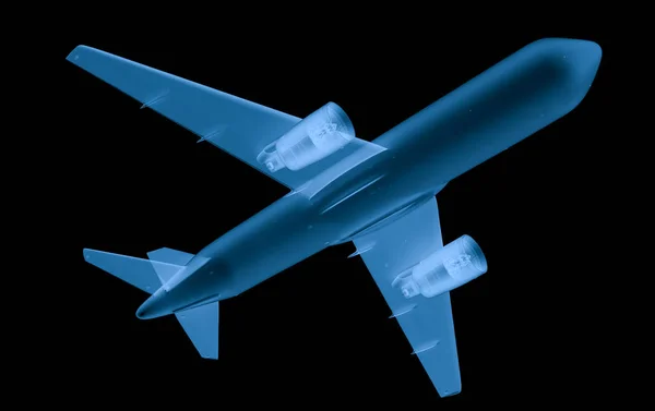 검은 배경에 x 레이 비행기 — 스톡 사진