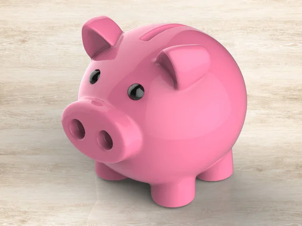 Piggy bank op houten teller — Stockfoto