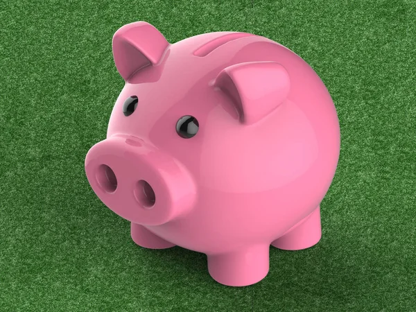 Piggy bank op houten teller — Stockfoto