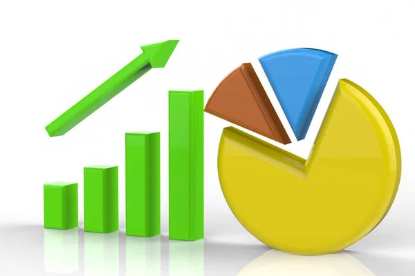 3d rendering growth graph and pie chart — Stock Photo, Image