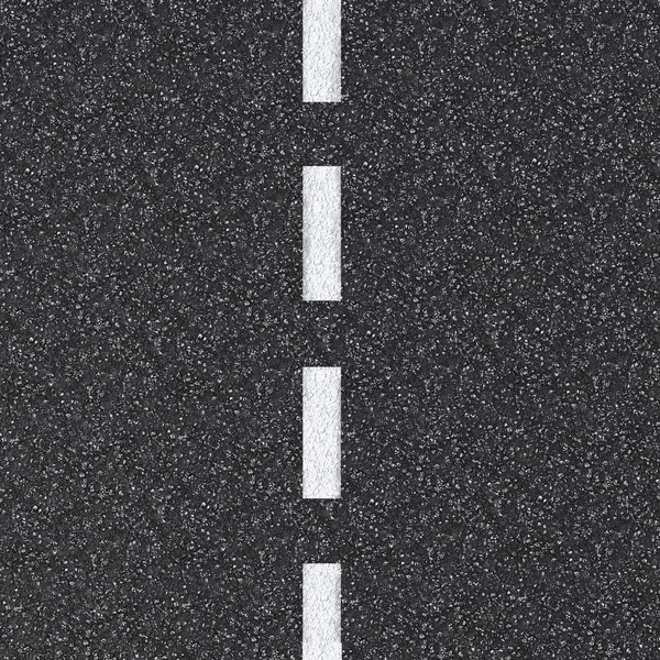 Άσφαλτο δρόμο κάτοψη με λευκό διακεκομμένη γραμμή — Φωτογραφία Αρχείου