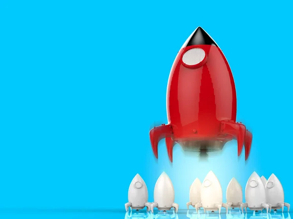 Concepto de liderazgo con cohete —  Fotos de Stock