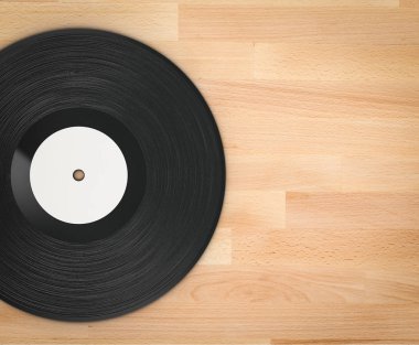 ahşap arka plan üzerinde siyah vinil kaydı