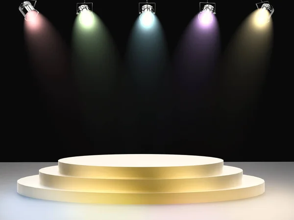 Blank stage with shining spotlights — Stock Photo, Image