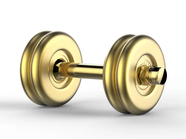 Shiny golden dumbbell — Stock Photo, Image