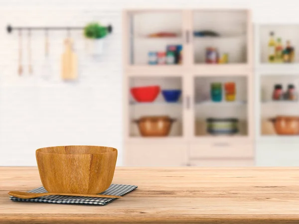 Kitchenware on wooden counter — Stock Photo, Image