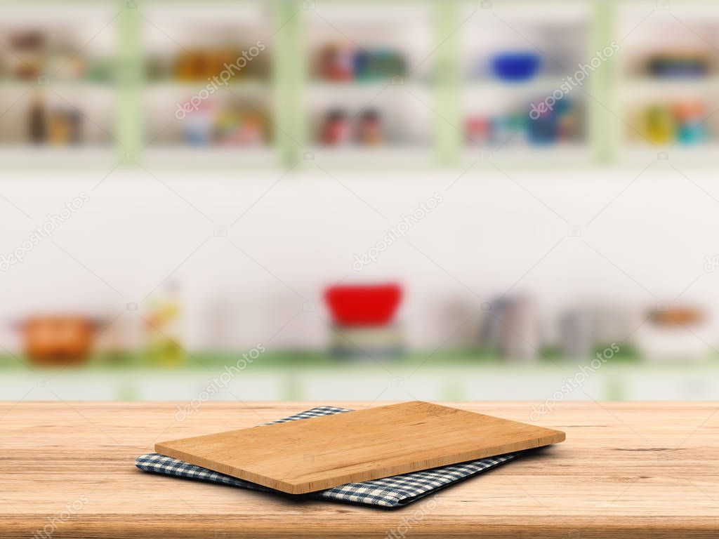 chopping board on wooden counter 
