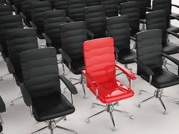 Liderlik kavramı kırmızı ofis koltuğu ile — Stok fotoğraf