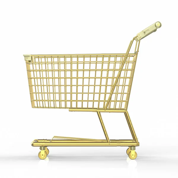 Golden shopping cart — ストック写真